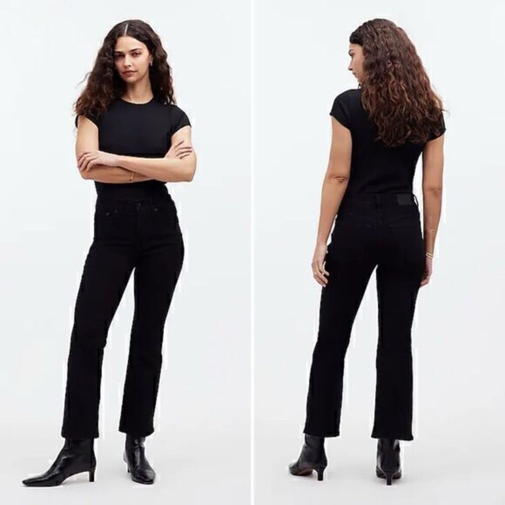Madewell Kick Out Crop Jeans in Black Rinse Wash Size 27